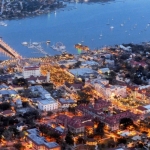Arial photo of St. Augustine downtown during nights of lights