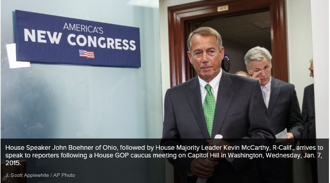 {hoto of House Speaker John Boehner and Majority Leader Kevin McCarthy as they enter to hold a press conference on morning of Wednesday, 01072015